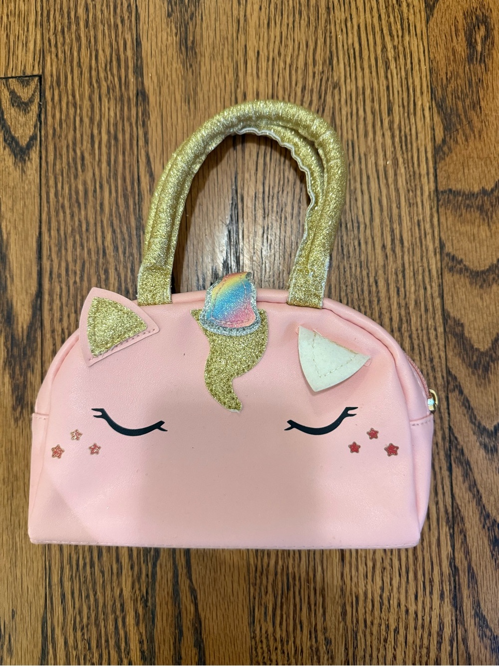 Girls' Pink Unicorn Glitter Handle Kids Purse